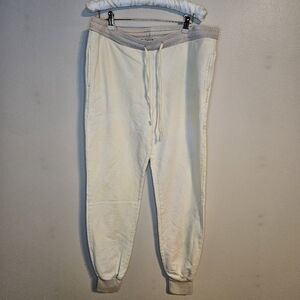 Baja East Sweatpants Joggers Pale Yellow Green Gray Tie Waist Size 0 Athleisure